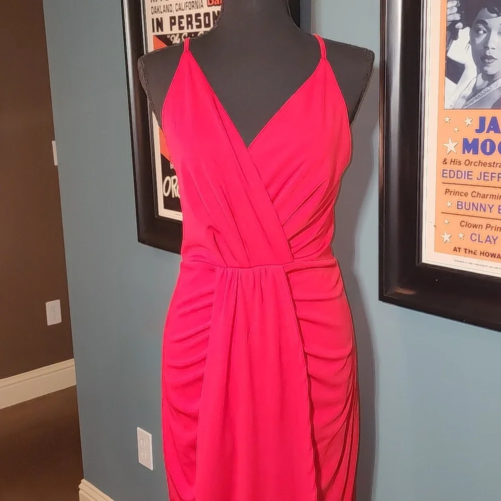 Red Sleeveless Draping Dress